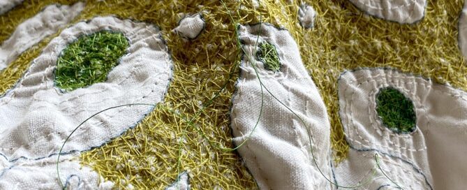 Dettaglio di ricamo contemporaneo con filo vintage