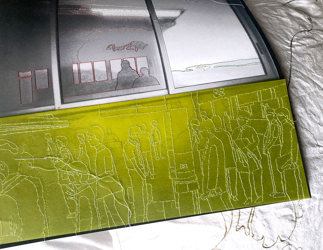 Ricamo su foglio di carta da lucido